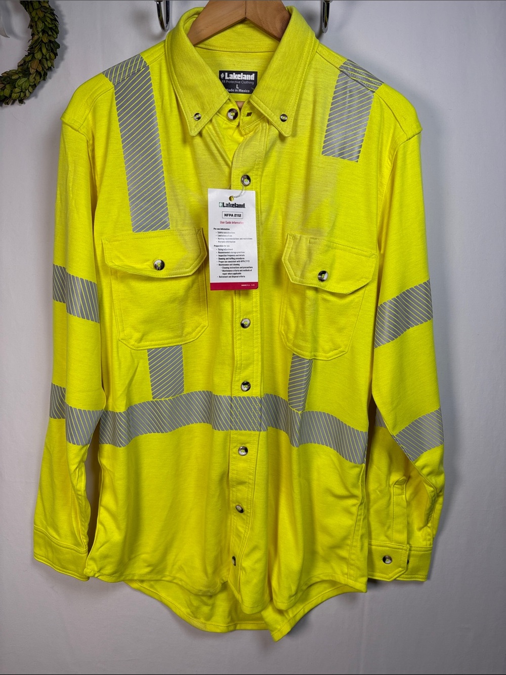 LAKELAND New ISHAT29RT FR Protective Clothing Knit Yellow Men's Shirt size Large